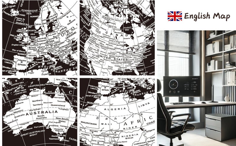 Exerz 8" World Globe Black - Stainless Steel Arc and Base - Educational/Geographic/Modern Desktop Decoration - Metallic Black - Image 3